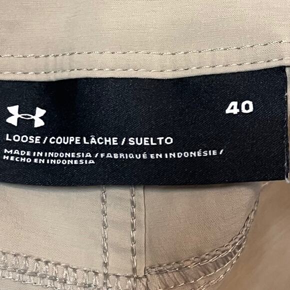 Under Armour Loose Fit Khaki Technical Golf Shorts Mens 40x9 Casual Stretch - Picture 6 of 7